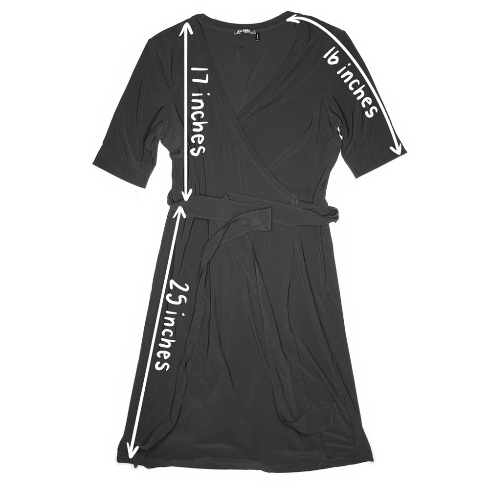Daisy Fuentes Moda Black Wrap Midi Adjustable Waist Dress - Picture 5 of 5